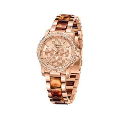 Alexandre Christie ALCW6141BFBRGLNBO2 Rose Gold Dial Dual Tone Stainless Steel Women Watch